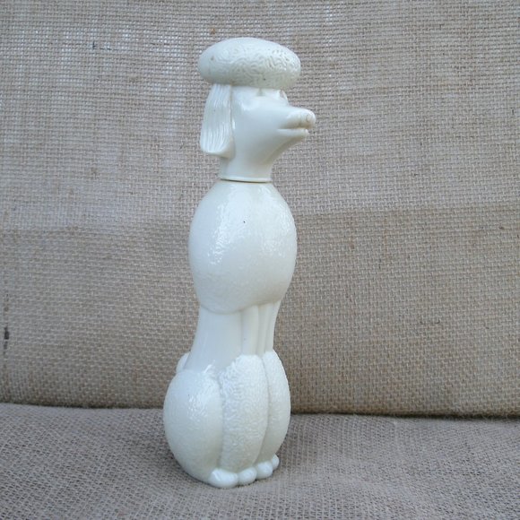 Vintage Avon Poodle Bath Oil Bottle milk glass - Picture 7 of 16